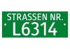 Straßennummer - Tafel   grün/weiß, eckig
