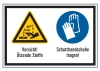 Vorsicht! Ätzende Stoffe/Schutzhandschuhe tragen