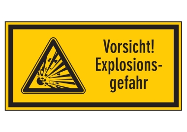 Symbol + Text Vorsicht! Explosionsgefahr