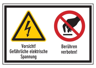 Vorsicht! Elektrische Spannung/Berühren verboten