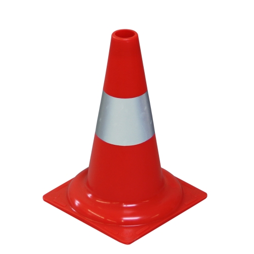 Artikelbild des Artikels “Leitkegel tagesleuchtend rot/orange, einteilig Streifen reflektierend “