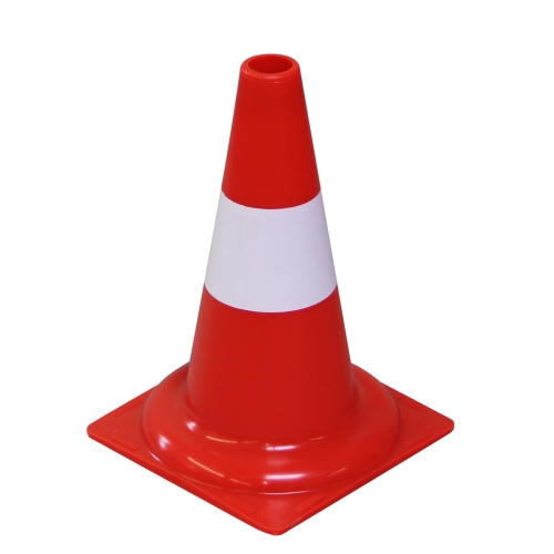 Artikelbild des Artikels “Leitkegel tagesleuchtend rot/orange, einteilig Streifen weiß “