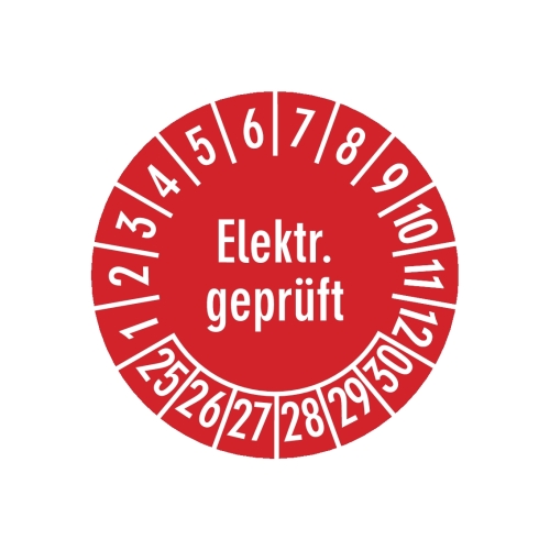 Artikelbild des Artikels “'Elektr. geprüft' selbstklebend rot/weiß 100 Stück / Packung “