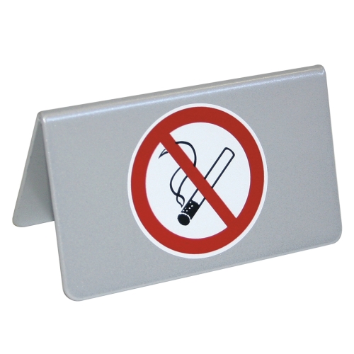 Artikelbild des Artikels “Tischaufsteller Rauchen verboten RAL 9006 weißaluminium beschichtet “