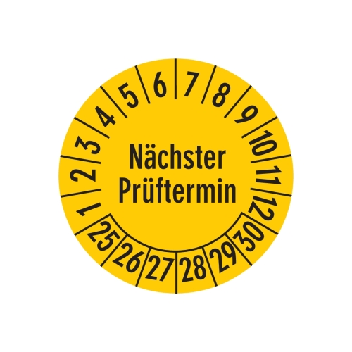 Artikelbild des Artikels “'Nächster Prüftermin' selbstklebend gelb/schwarz 100 Stück / Packung “